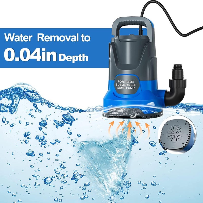 PANRANO Sump Pump 1.1HP Submersible Clean/Slight Dirty Water Draining Pump 4700GPH Electric Portable Transfer Water Pump for Swimming Pool Tubs Garden Pond - Image 3